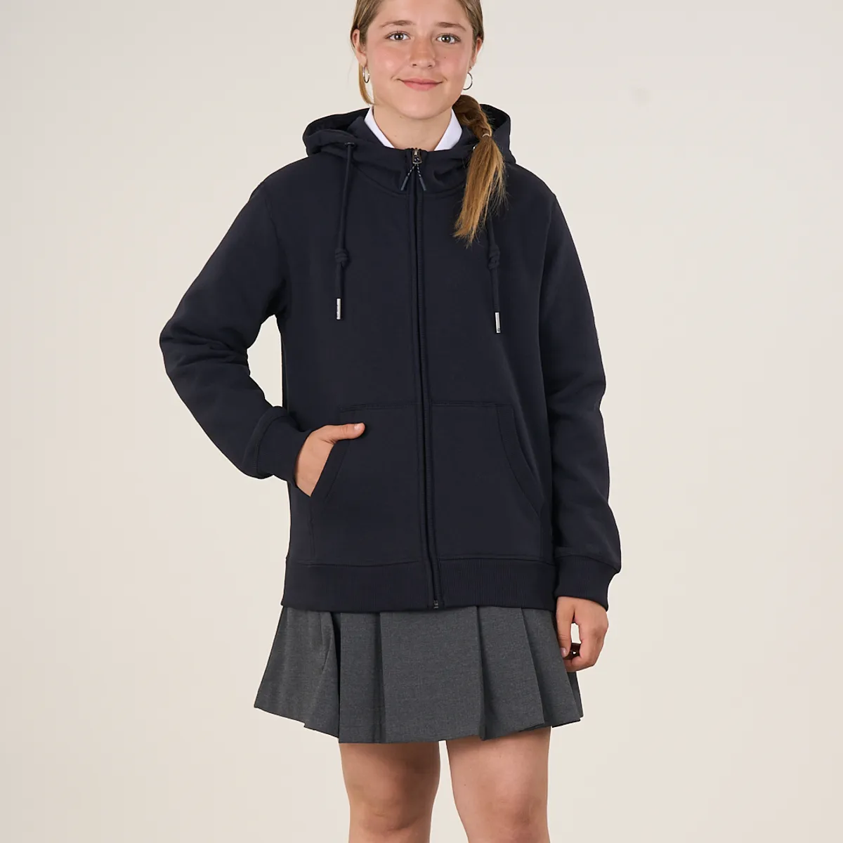 POLEMIC - Poleron escolar niña cierre y gorro 12 a XL Polemic
