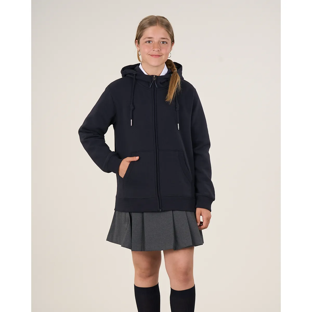 POLEMIC - Poleron escolar niña cierre y gorro 12 a XL Polemic