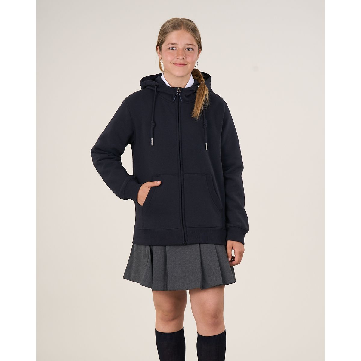 POLEMIC - Poleron escolar niña cierre y gorro 12 a XL Polemic