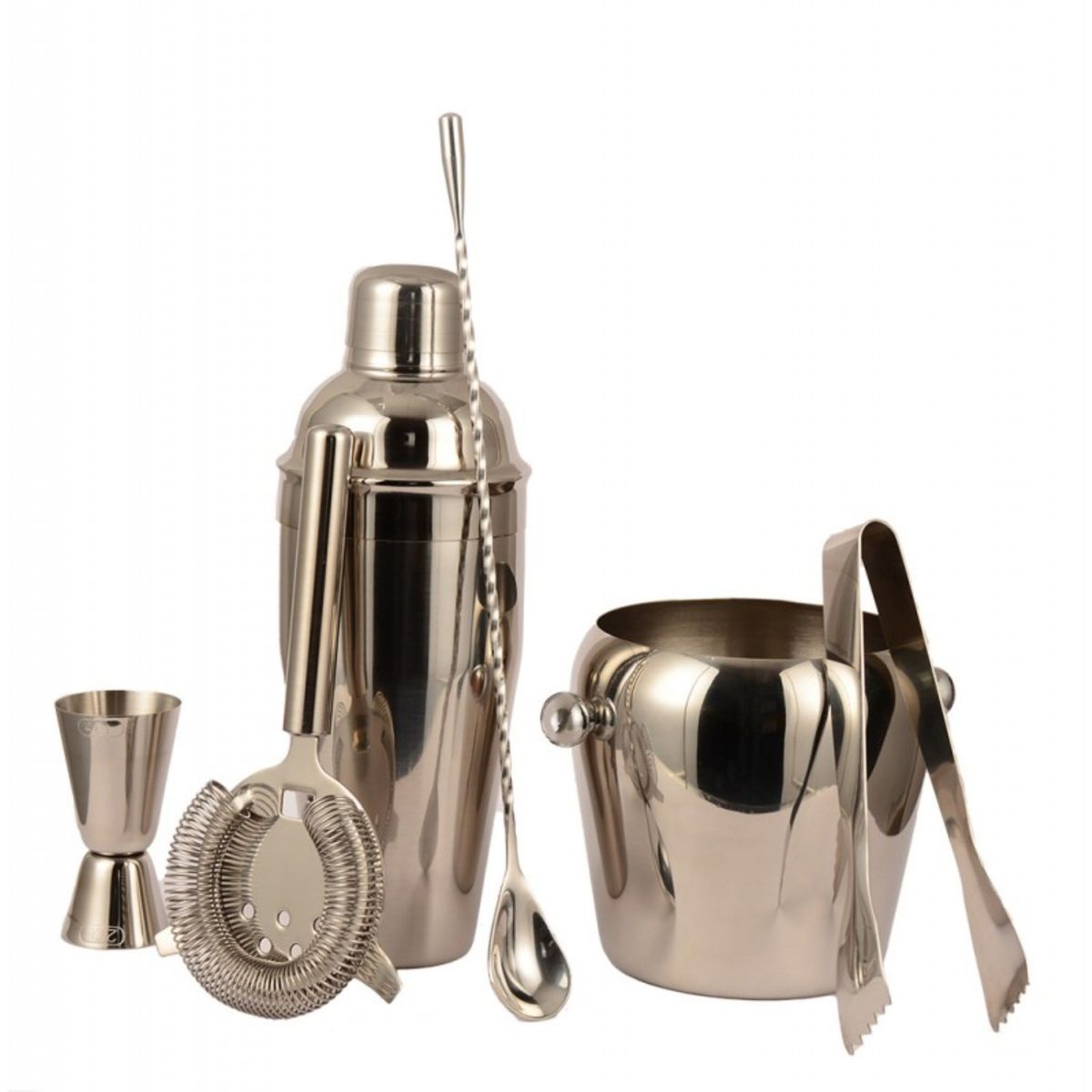 LUGANO - Set Bar 6pzs Acero Inoxidable Manhattan Ice Negro Lugano