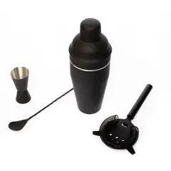 LUGANO - Set Bar 4pzs Negro Manhattan Lux Acero Inoxidable