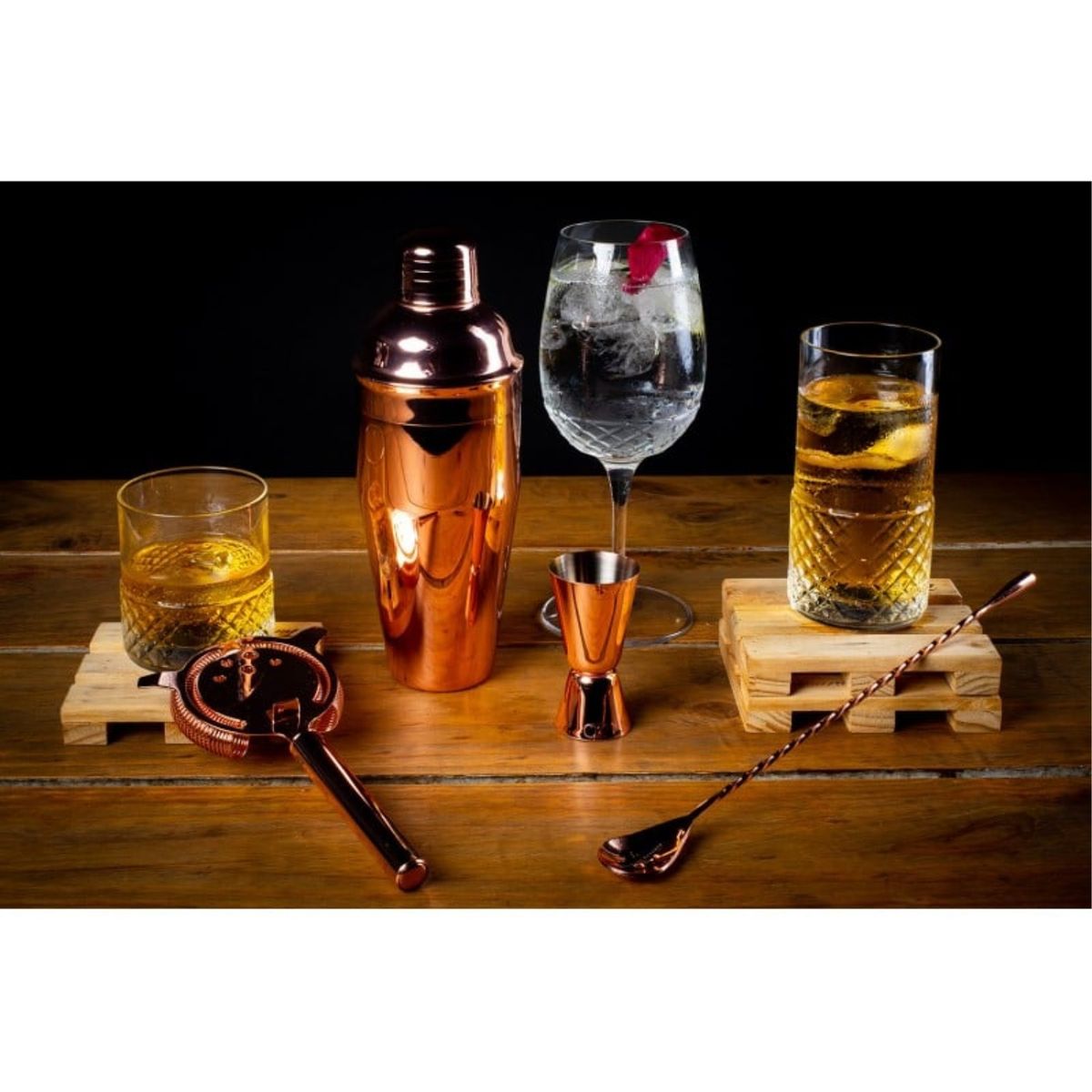 LUGANO - Set Bar 4pzs Cobre Manhattan Lux Acero Inoxidable Lugano