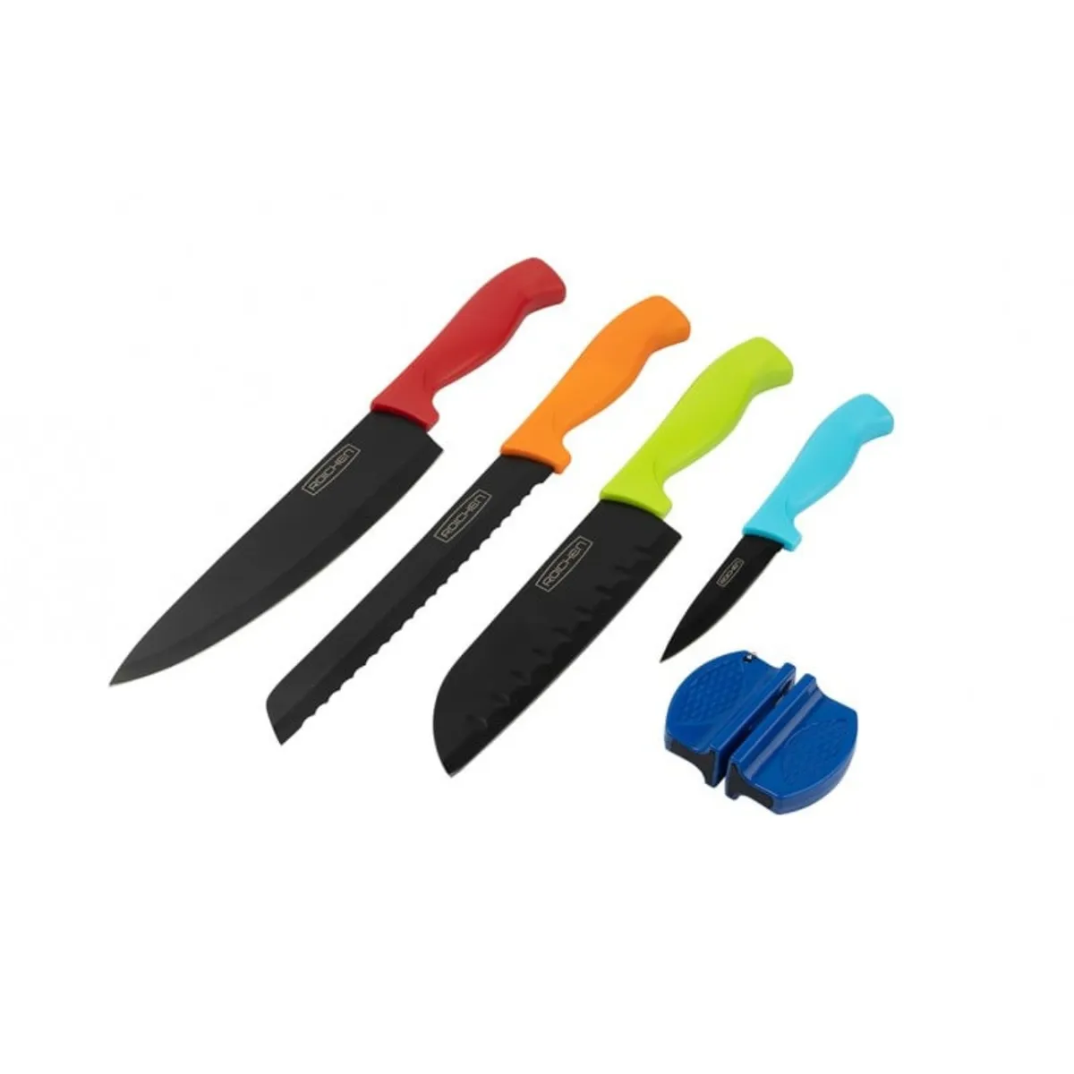 ROICHEN - Set cuchillos 5pcs Acero Esmaltado Natural Roichen