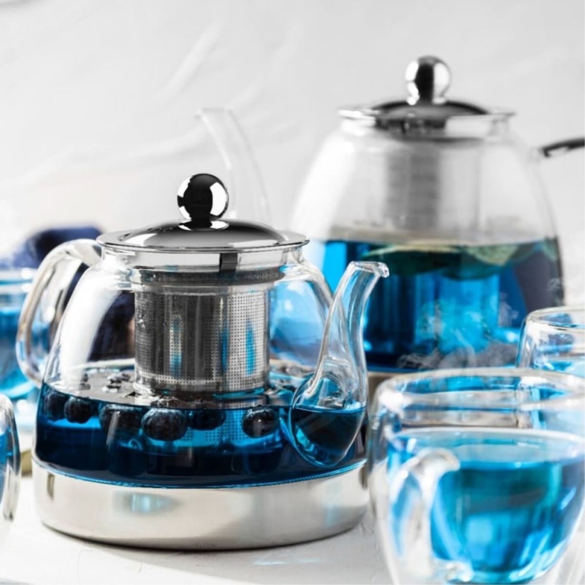 LUGANO - Tetera 1,2lt Vidrio Borosilicato Acero Lugano