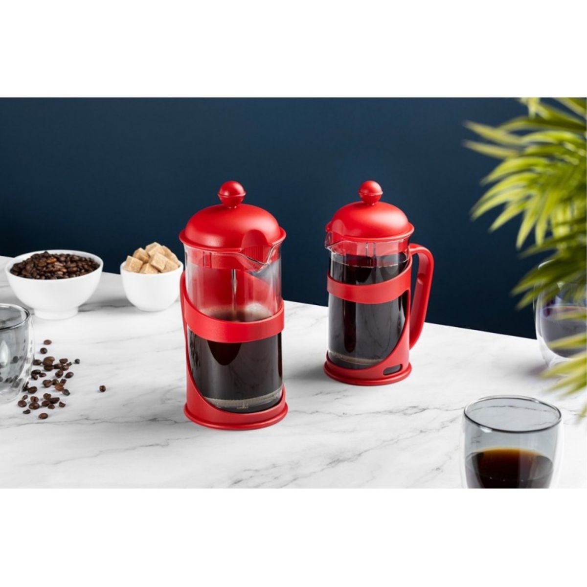 LUGANO - Cafetera Francesa Vidrio Borosilicato 600ml Rojo Cali Lugano