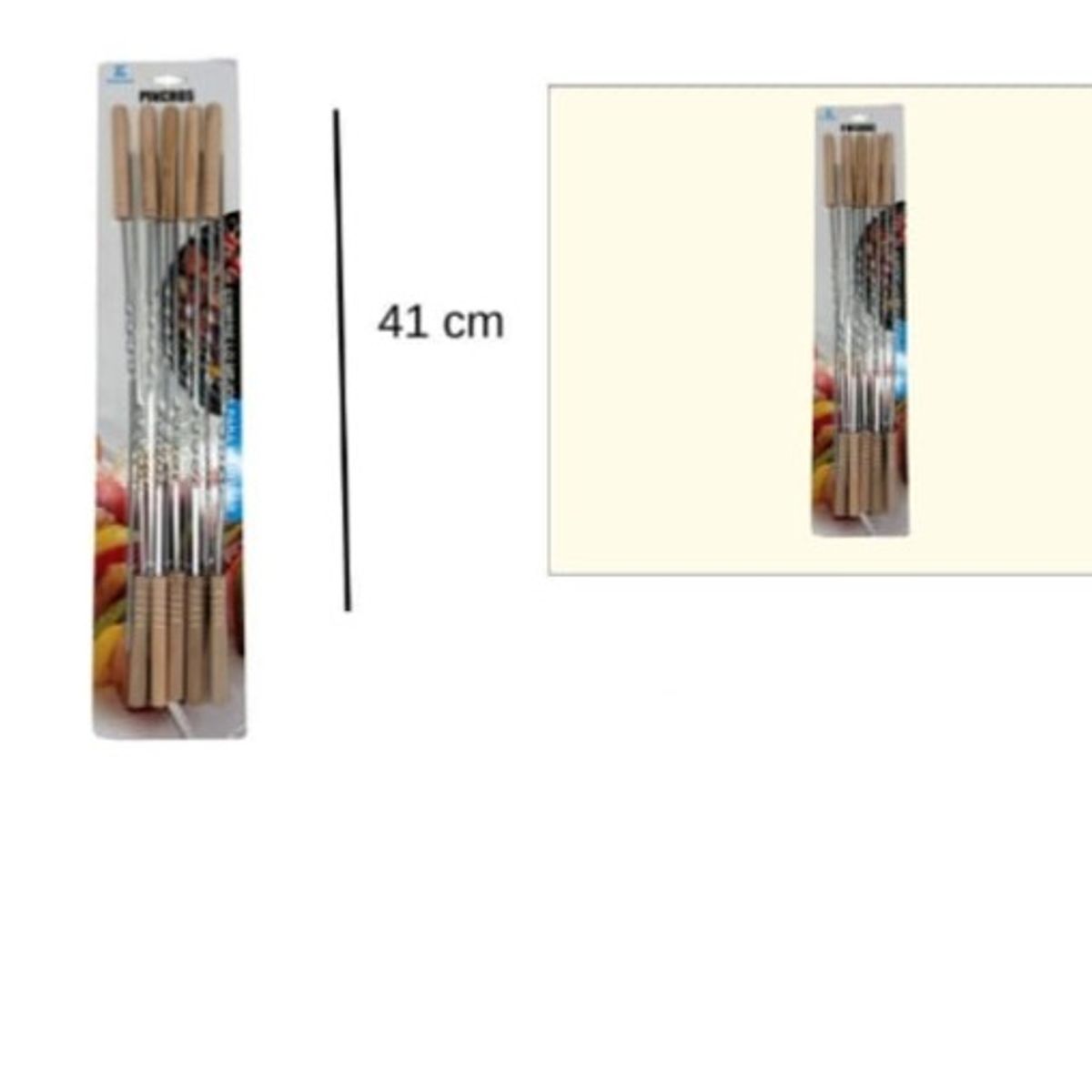 GENERICO - Pinchos Para Barbacoa Parilla Asado Acero BBQ 41Cm