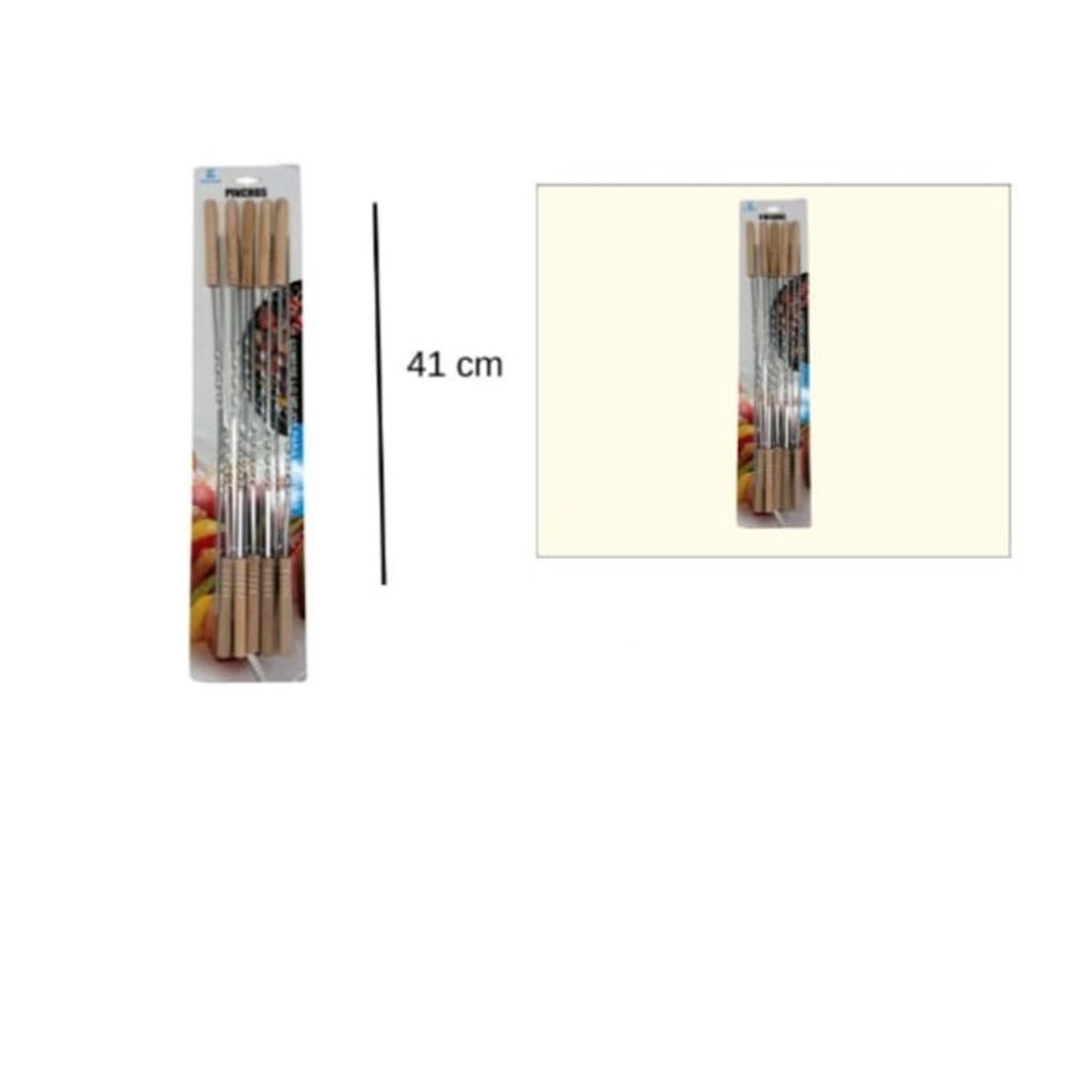 GENERICO - Pinchos Para Barbacoa Parilla Asado Acero BBQ 41Cm