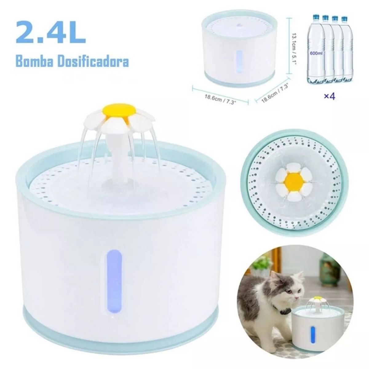 GENERICO - Bebedero eléctrico USB para mascota 2,4 litros