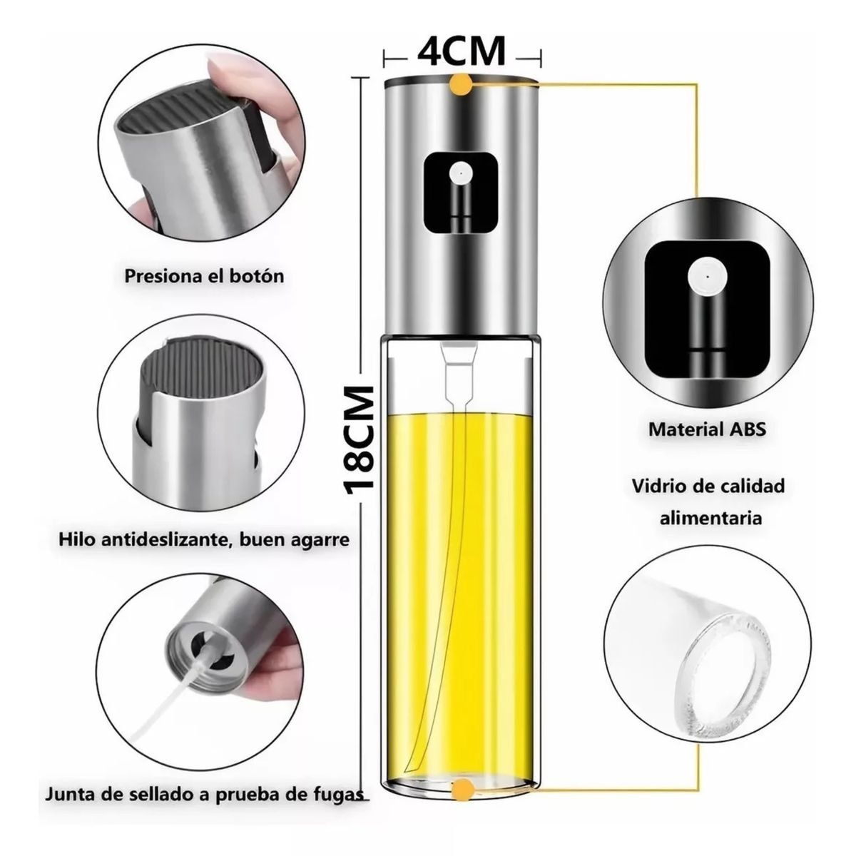 GENERICO - Dispensador Spray Rociador Aceite Vinagre Botella De Vidrio