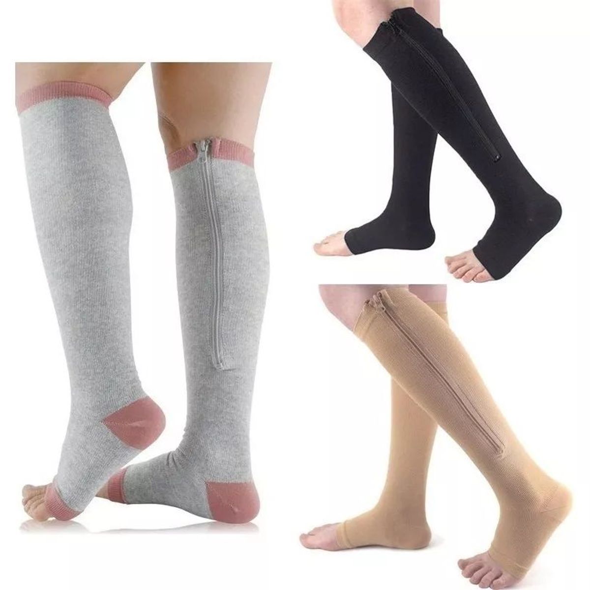 KUANGYE - 3 Pares Medias De Compresión Para Venas Varicosas