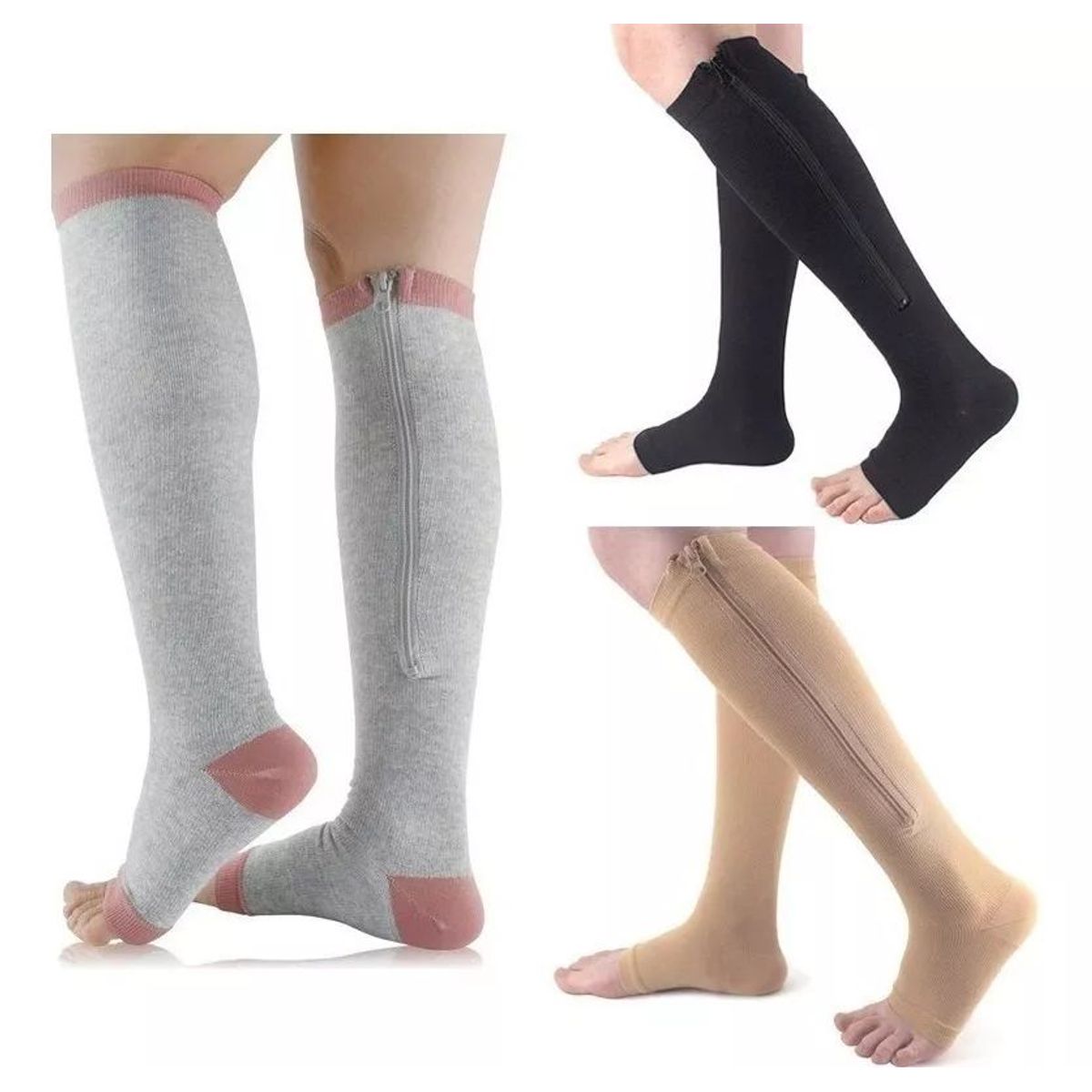 KUANGYE - 3 Pares Medias De Compresión Para Venas Varicosas