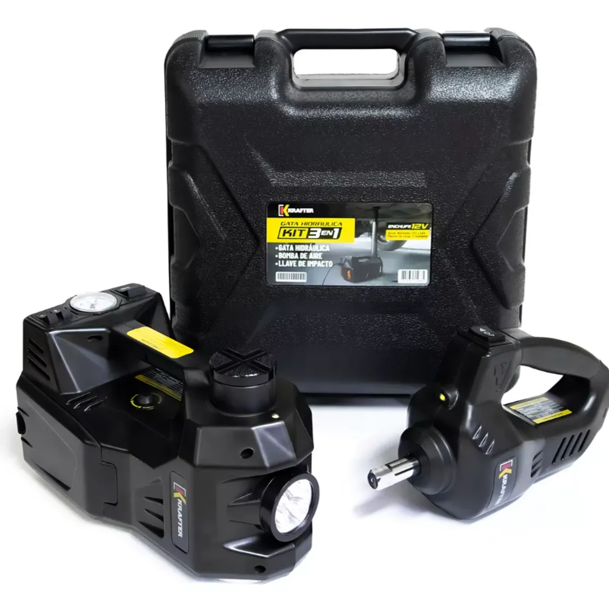 KRAFTER - Gata Hidráulica Krafter Kit 3 En 1 Compresor Y Llave Impacto