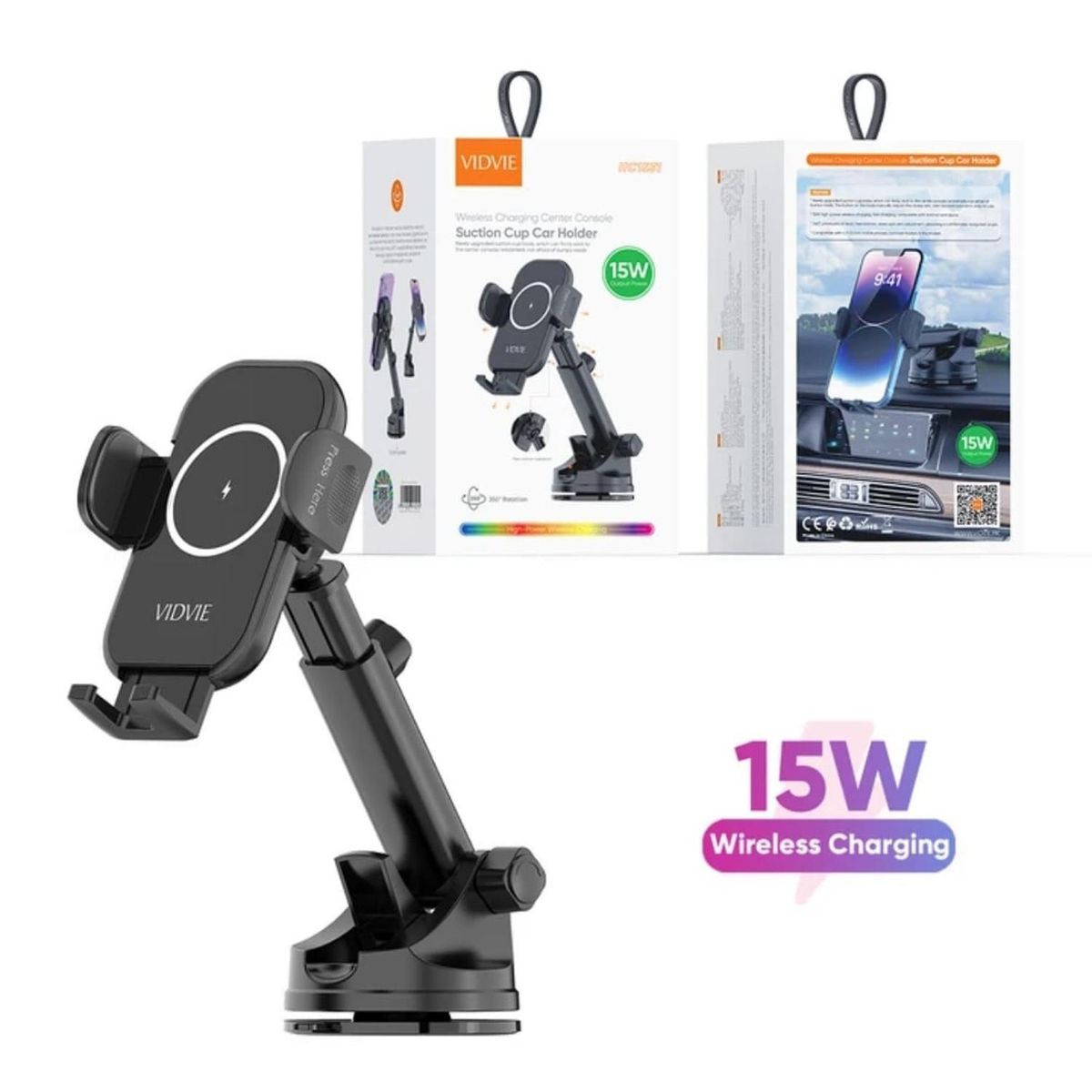 GENERICO - Soporte De Celular Con Carga Inalambrica Para Autos