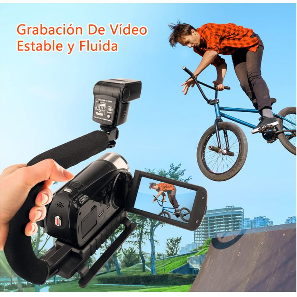 KUANGYE - Estabilizador Mano Para Cámara Fotográfica Y Grabación Video