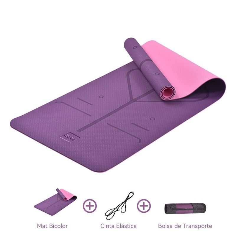 ZSPK - Mat Yoga Con Doble Color Colchoneta+Bolsa+Cinta Violeta