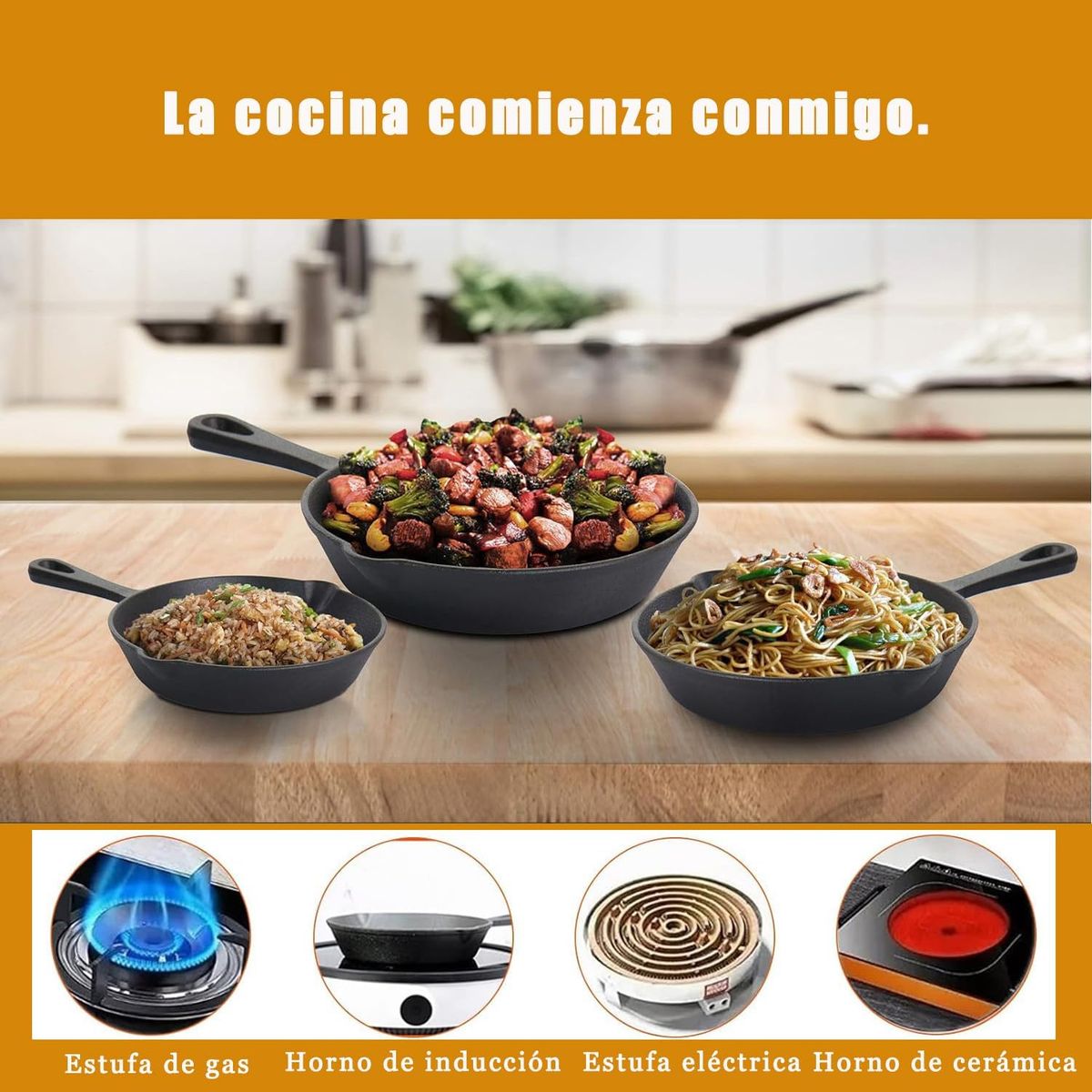 BLUEDREAMER - Set 5 Sarternes Hierrro Fundido tipo Wok
