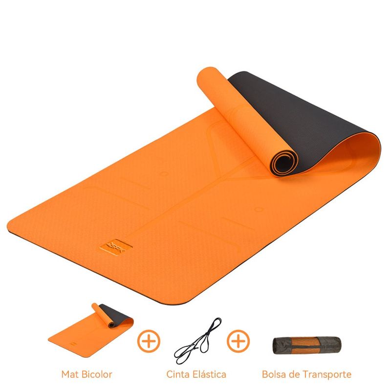 ZSPK - Mat Yoga Con Doble Color Colchoneta+Bolsa+Cinta Naranja