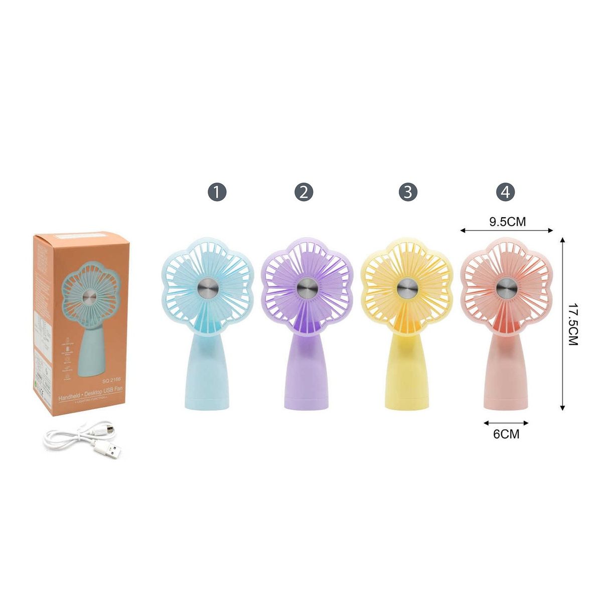 OEM - MINI VENTILADOR CON CARGA USB 175CM FORMA DE FLOR ROSADO