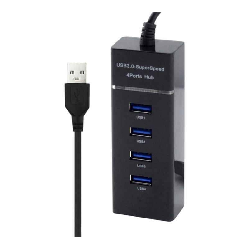 GENERICO - x3 HUB 4 USB 3.0 Con Cable De 30Cm color blanco Con Luz