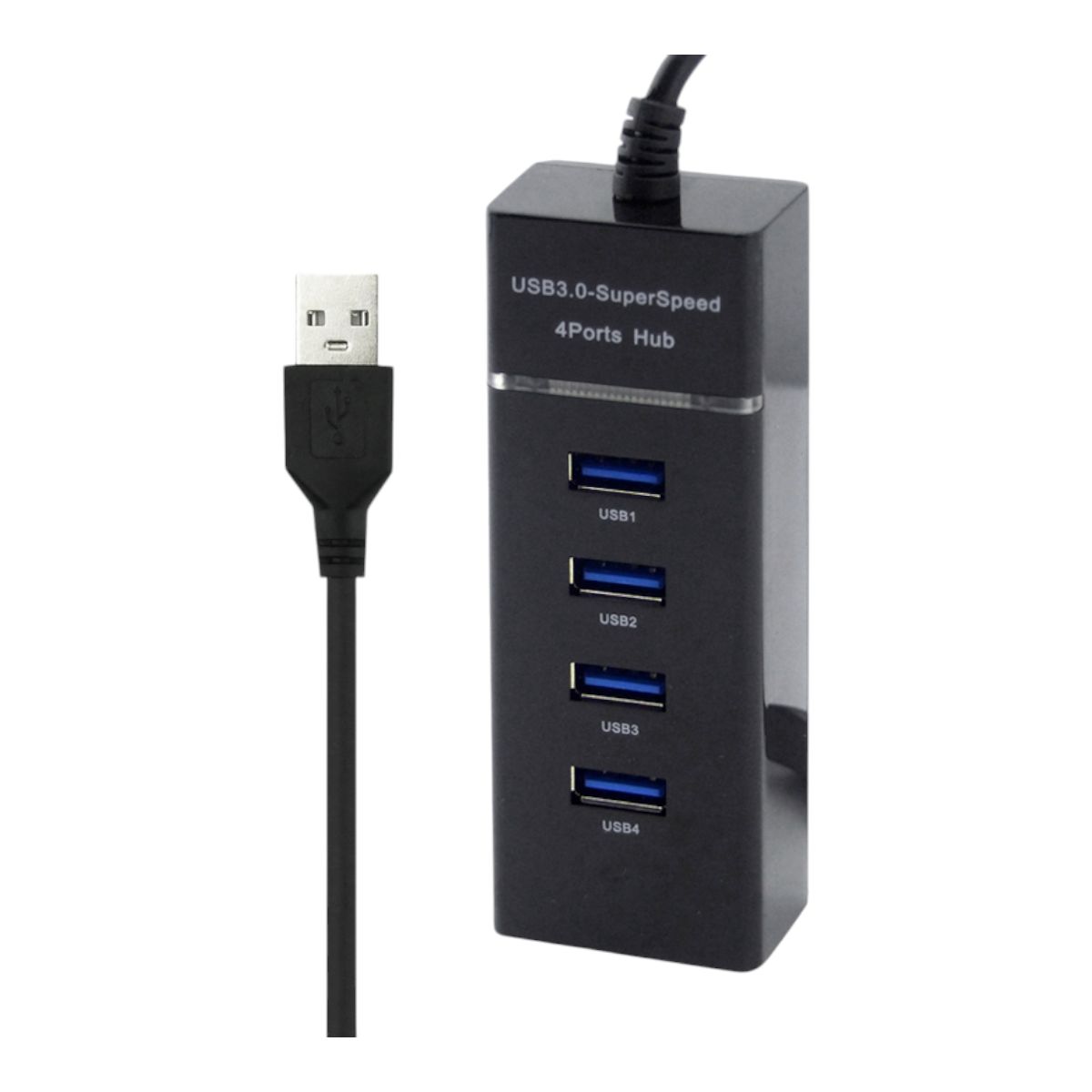 GENERICO - HUB 4 USB 3.0 Con Cable De 30Cm color negro Con Luz