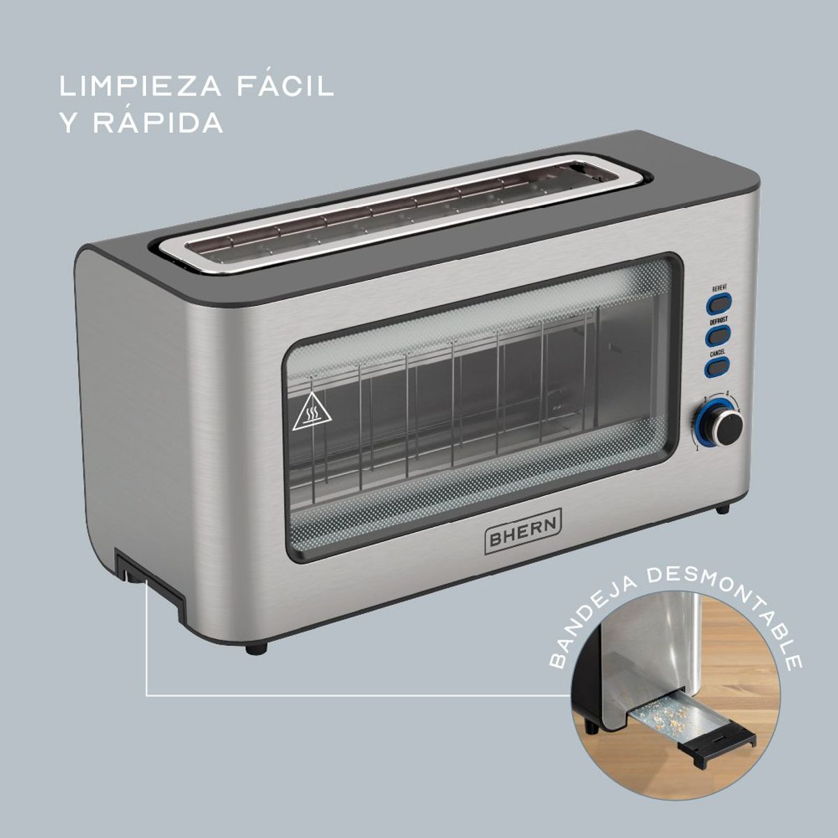 BHERN - Tostador Eléctrico Acero Inoxidable 2 Bhern