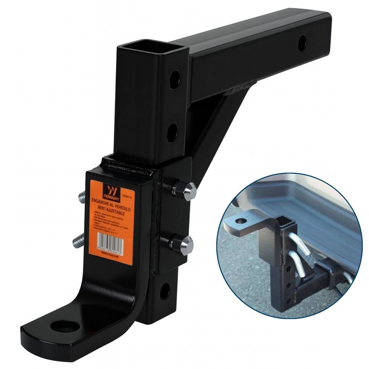 GRUPO UYUSA UYUSTOOLS - Enganche Remolque Carro De Arrastre Regulable a 8 Posiciones Ferrawyy