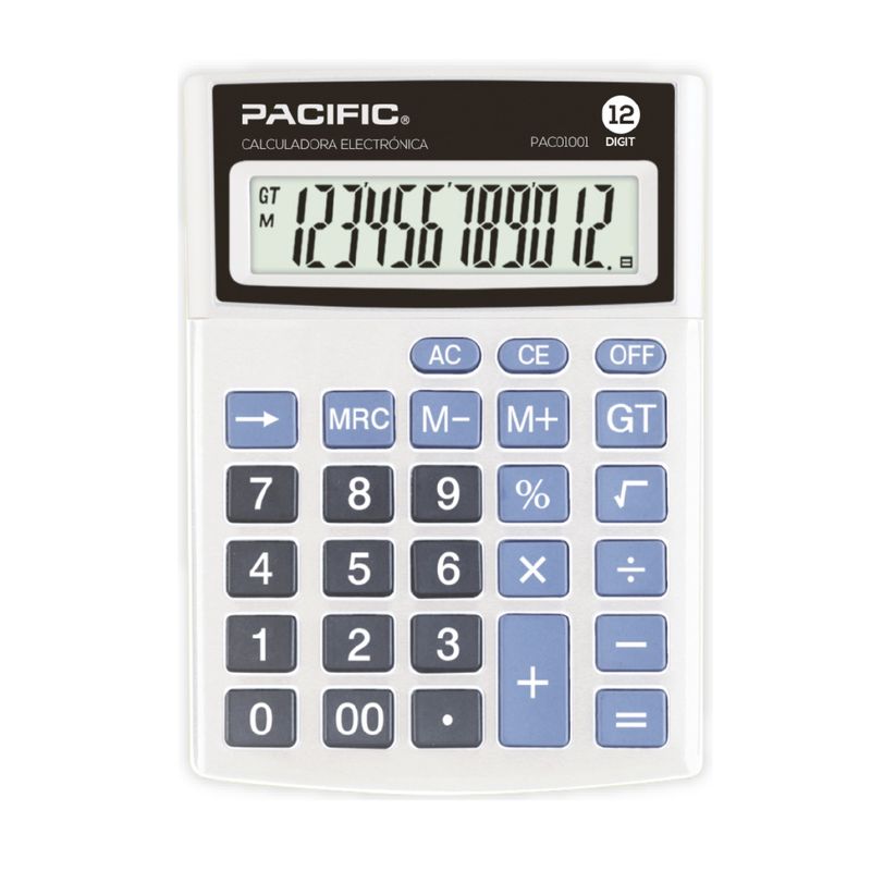 PACIFIC - Calculadora Electrónica Pacific 12 Dígitos PAC01001 gris