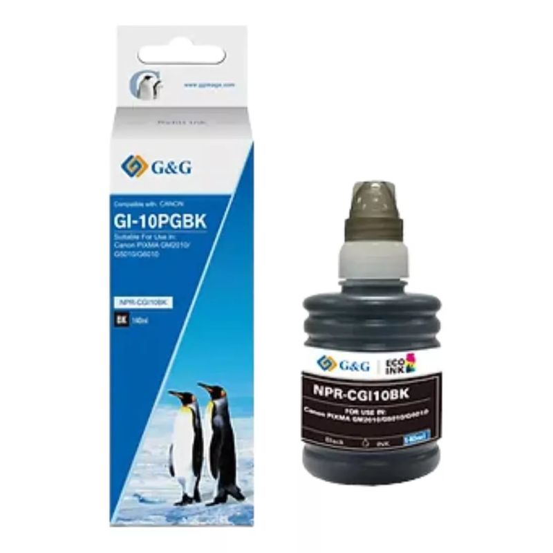 GENERICO - Tinta GI-10 Para Canon Color Negro G6010 G70105010 De 140ml