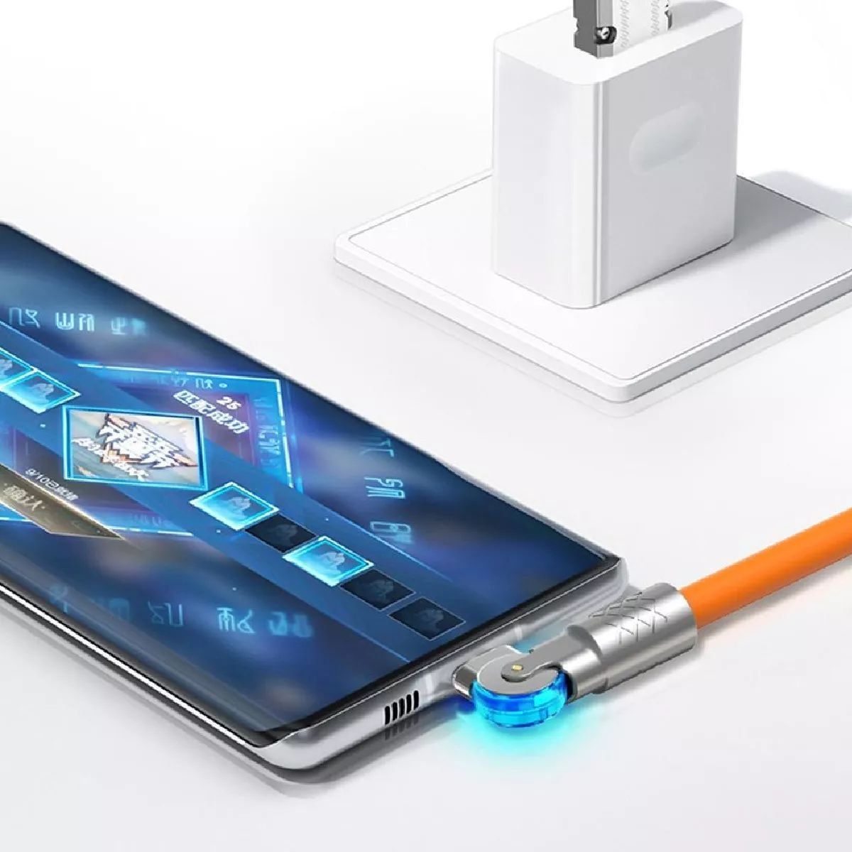 XUNDD - Cable de Carga USB C Flexible Giratorio 180° Android Carga Rápida