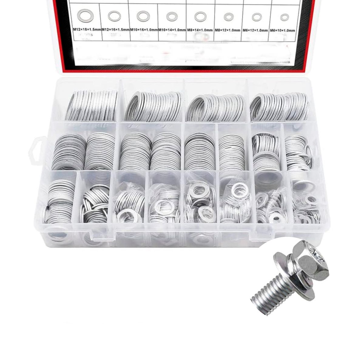 GENERICO - Set 560 Golilla Arandela Aluminio M6 A M24 Sello Motor Auto