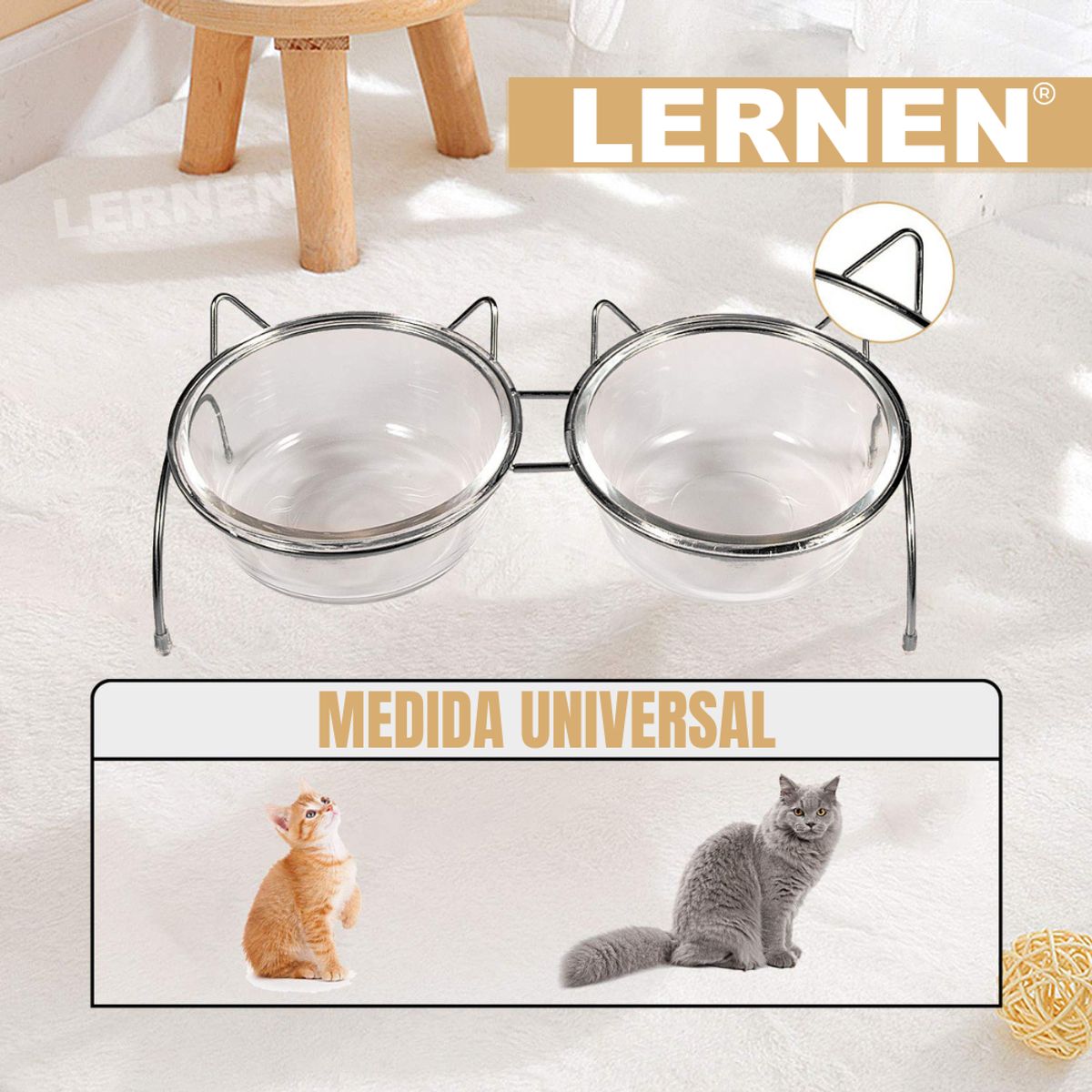 LERNEN - Comedero Bebedero Bowl doble  Gato