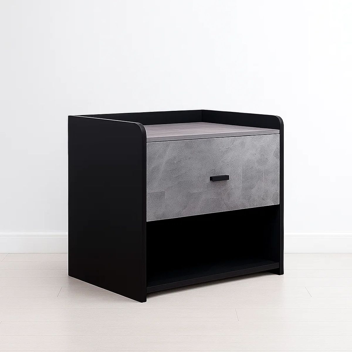 KLIK - Velador Marmol Gris Klik Moderno Negro Cajon Estante Alto
