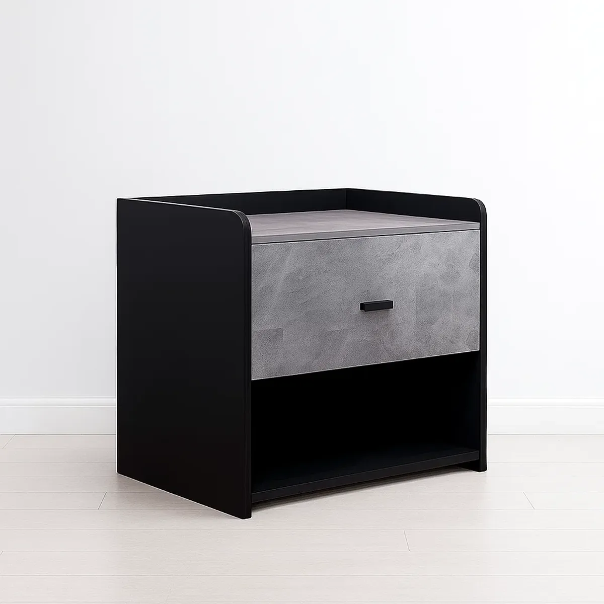 KLIK - Velador Marmol Gris Klik Moderno Negro Cajon Estante Alto