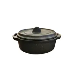 LUGANO - Mini Cacerola Ovalada con Tapa Fierro 12,5cm Negro Lugano_