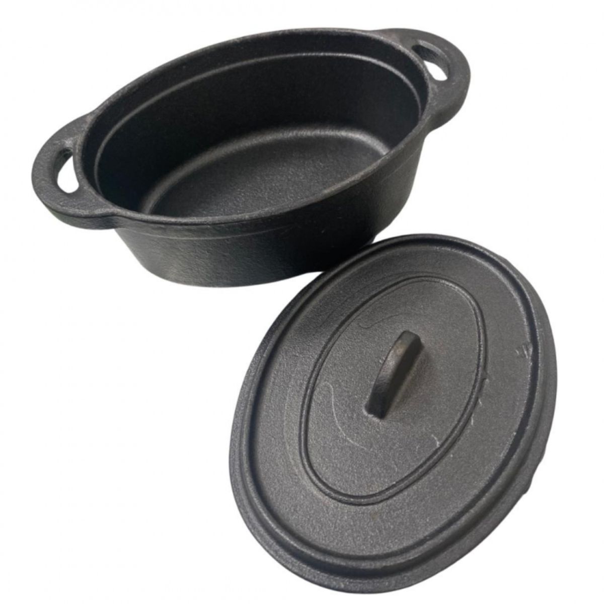 LUGANO - Mini Cacerola Ovalada con Tapa Fierro 12,5cm Negro Lugano