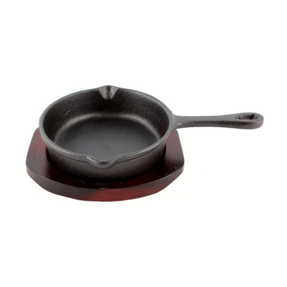 LUGANO - Sartén Fierro 13cm con Base de Madera Negro Lugano