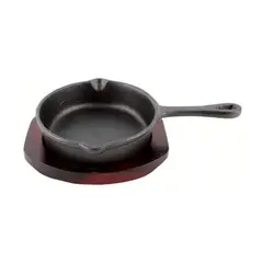 LUGANO - Sartén Fierro 13cm con Base de Madera Negro