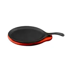 LUGANO - Plancha oval 24 cm Fierro y Base Madera Negro