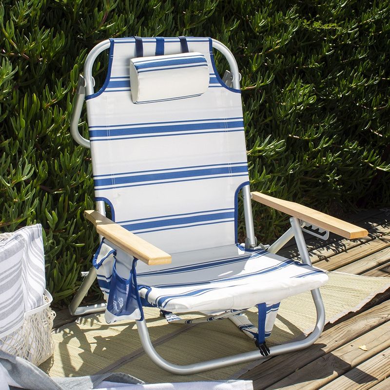 SUNSEEKER - Silla Playa 5 Posiciones Reposabrazos Madera Sunseeker