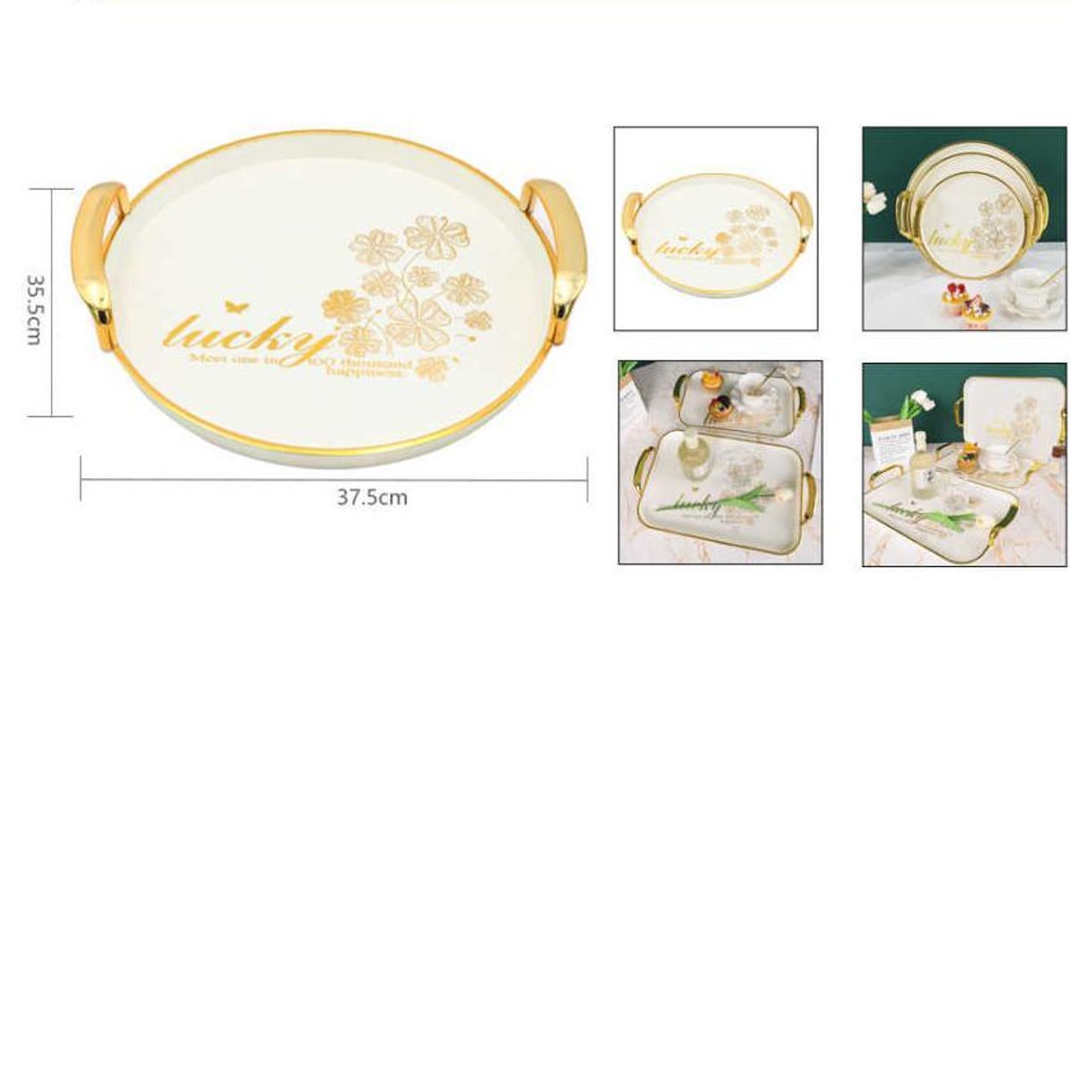 GENERICO - Bandeja Elegante Servir Con Dorado