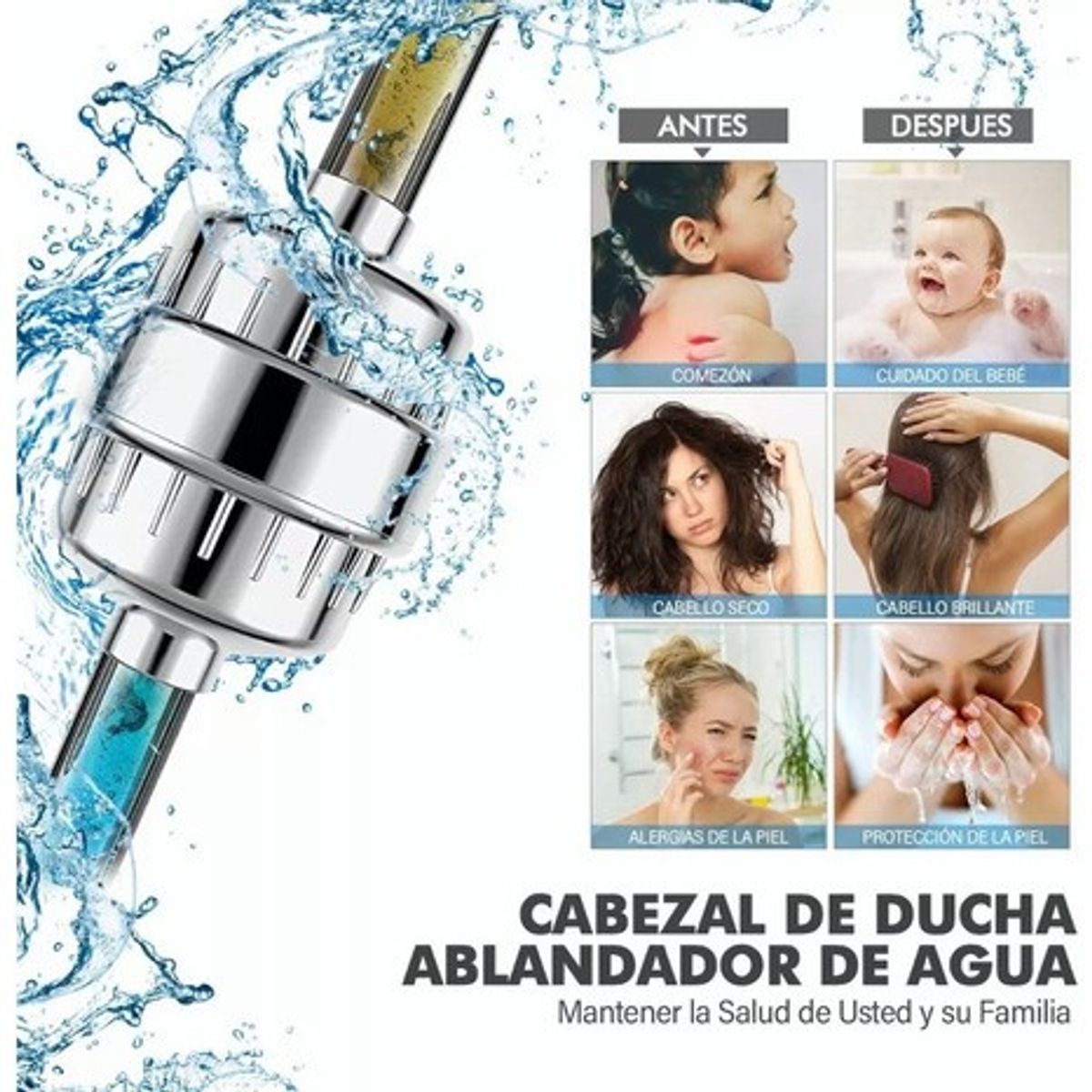 MUNDO MAGIA - Purificador De Agua Ducha Con 2 Cartucho De Filtro