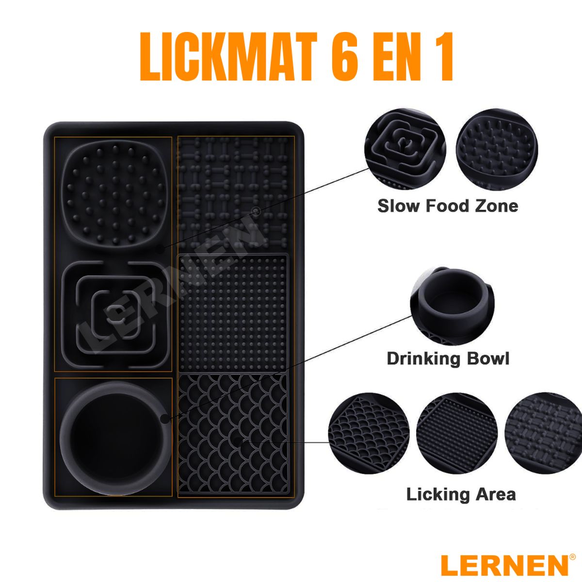 LERNEN - Lickmat 6 en 1 para mascotas