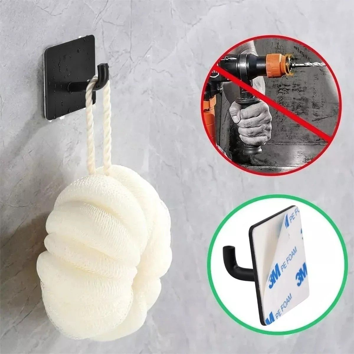 MUNDO MAGIA - Porta Papel Higienico 304 Inoxidable Negro 4 Gancho De Ropa