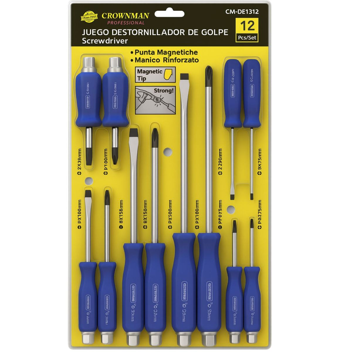 GENERICO - Destornilladores De Impacto De Golpe 12 Piezas Crownman
