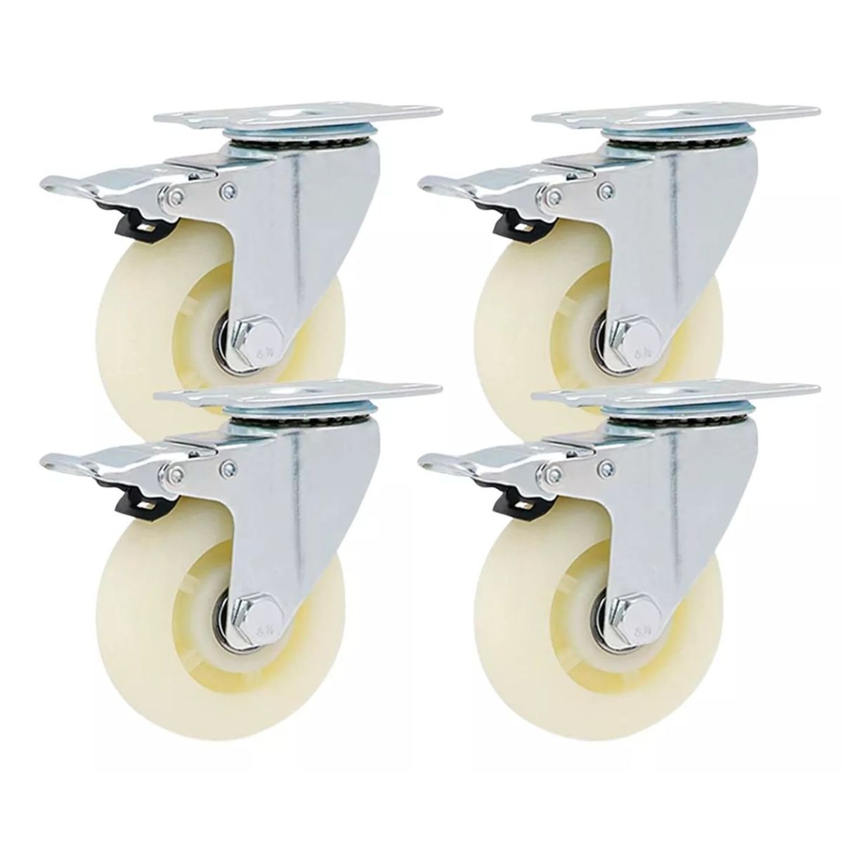Ruedas Giratorias Con Freno Para Muebles Carritos 3 Pulgadas Blancas 4 Unidades, marca DICAS - Foto 2