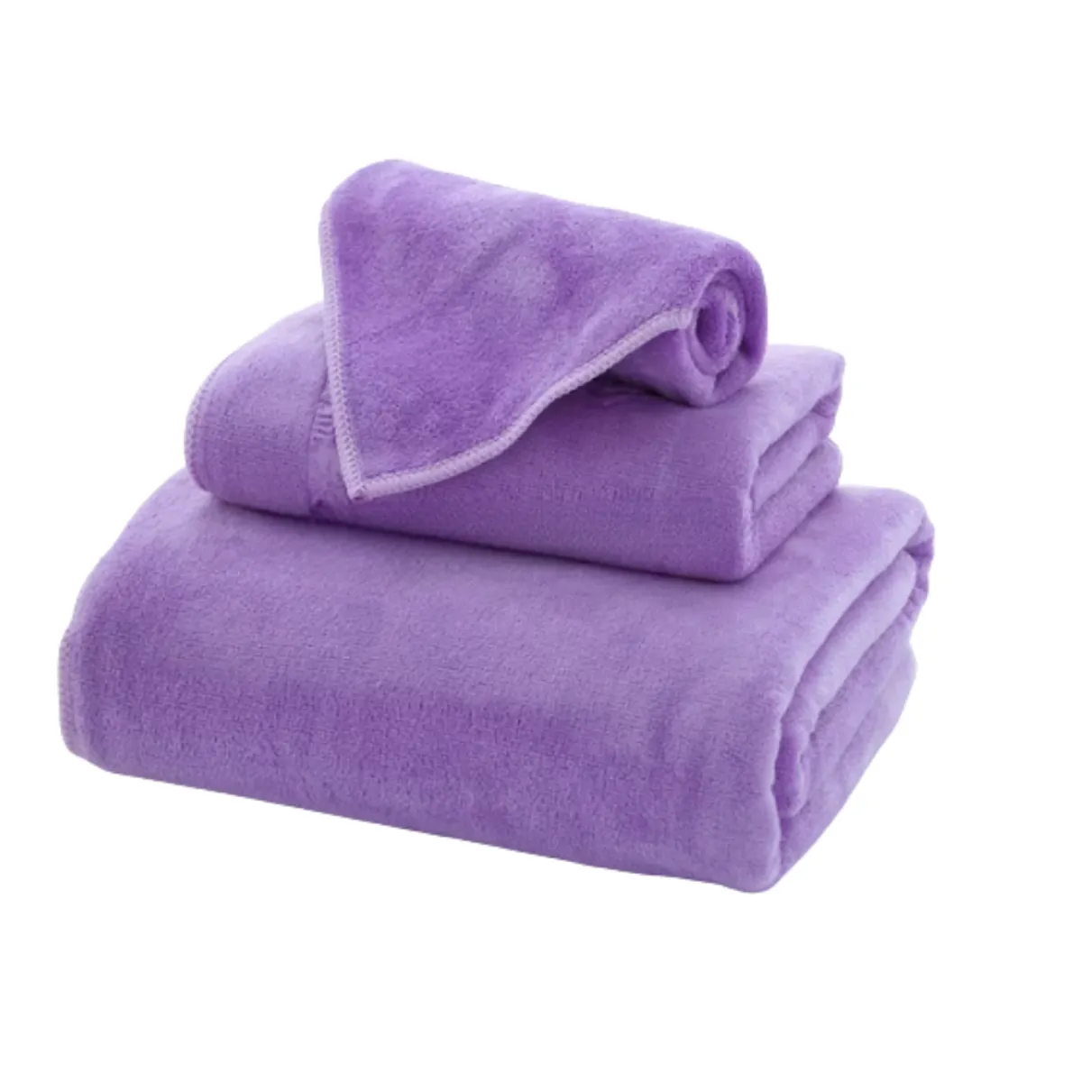 GENERICO - Pack 3 Toallas Lila Cuerpo Manos Y Cara 100% Microfibra