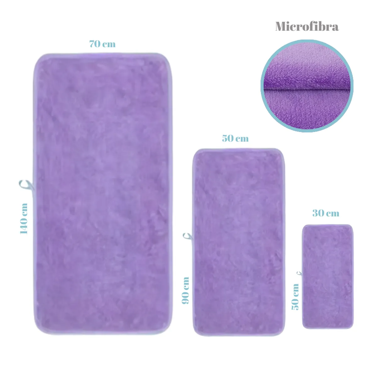 GENERICO - Pack 3 Toallas Lila Cuerpo Manos Y Cara 100% Microfibra
