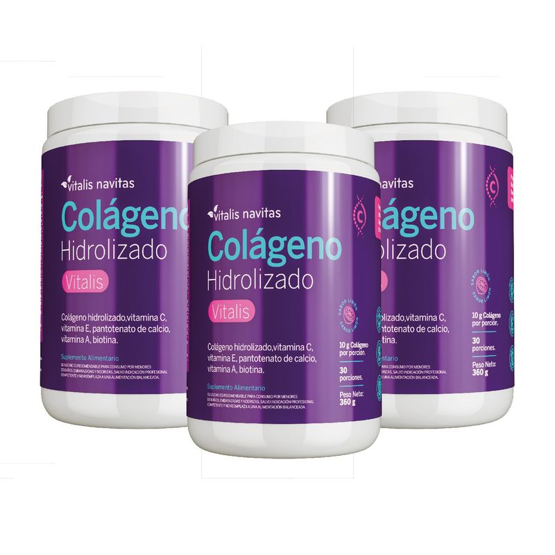 VITALIS NAVITAS - Colágeno Hidrolizado Vitalis Suplemento Alimentario 360g Plan 90 días