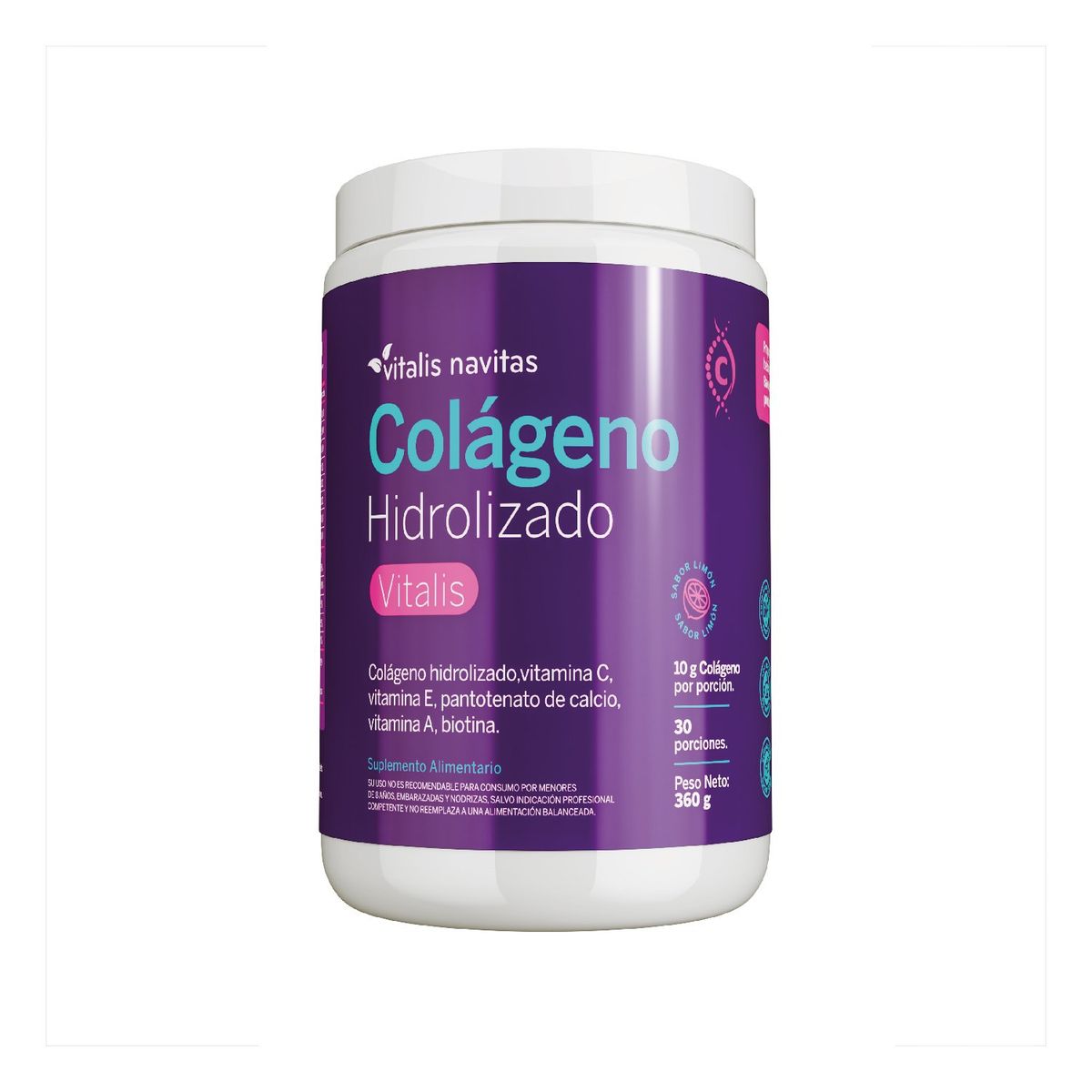 VITALIS NAVITAS - Colágeno Hidrolizado Vitalis Suplemento Alimentario 360g Plan 180 días
