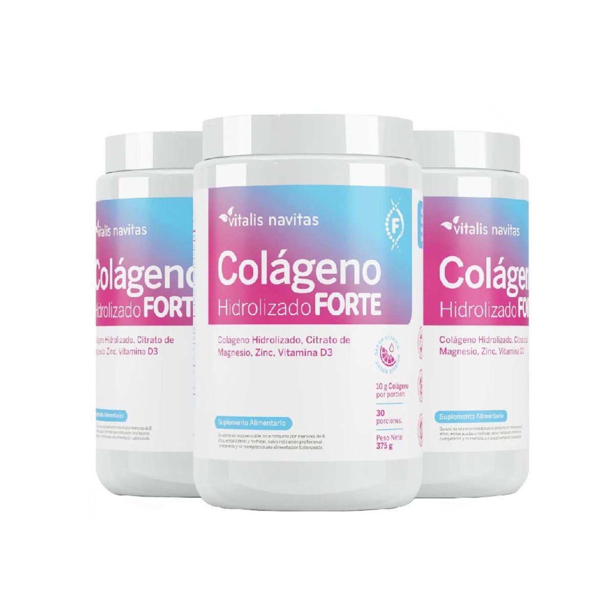 VITALIS NAVITAS - Colágeno Hidrolizado Forte, Suplemento Alimentario 375g Plan 90 días